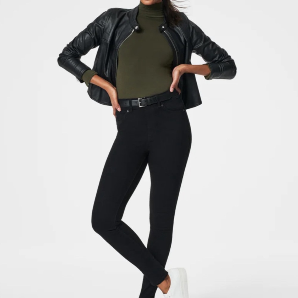 SPANX PETITE Ankle Skinny Jeans, clean black